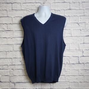 NWT Jos. A. Bank Traveler Mens XL Navy Blue Merino Wool V Neck Sweater Vest